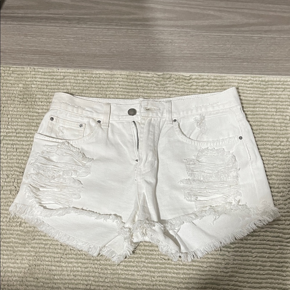 Billabong Women's White Distressed Denim Shorts